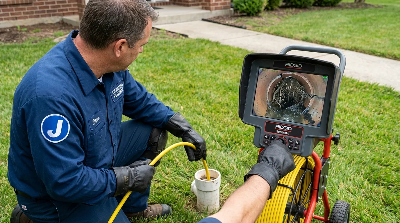 Sewer camera inspection being performed by Johns Plumbing LLC in Rossford