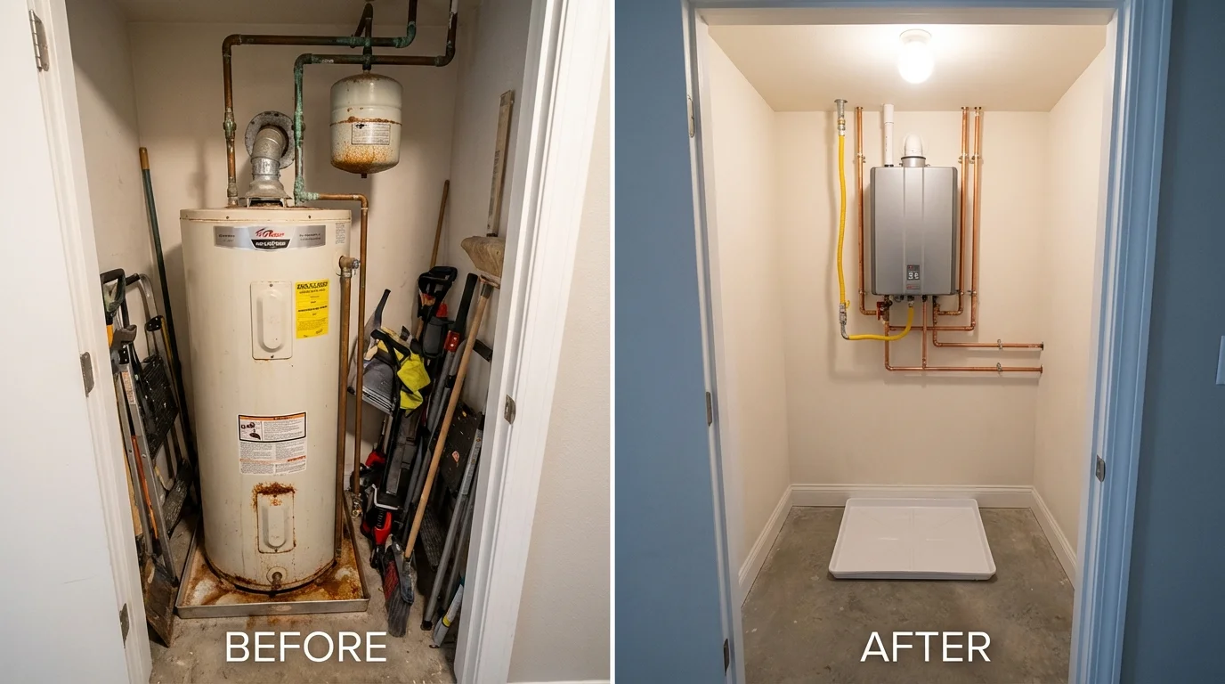 Tank water heater versus wall-mounted tankless unit comparison for Rossford, OH homeowners